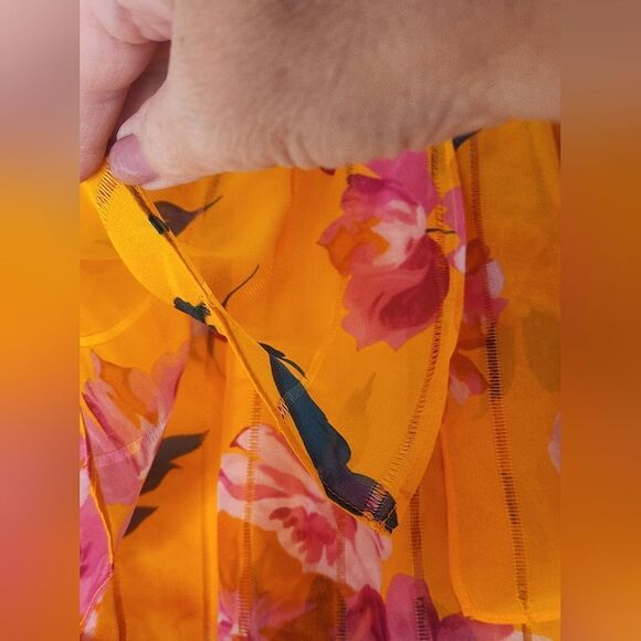 NWT Joie Kriston B S Zinnia Floral Ruffled Lngslv 100%SILK Women Blouse  $278 - Picture 15 of 16